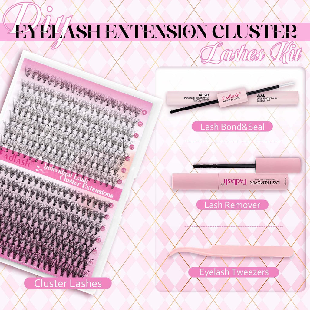 DIY Eyelash Extension Cluster Kit | Lash Bond, Seal, Remover & Tweezers Set