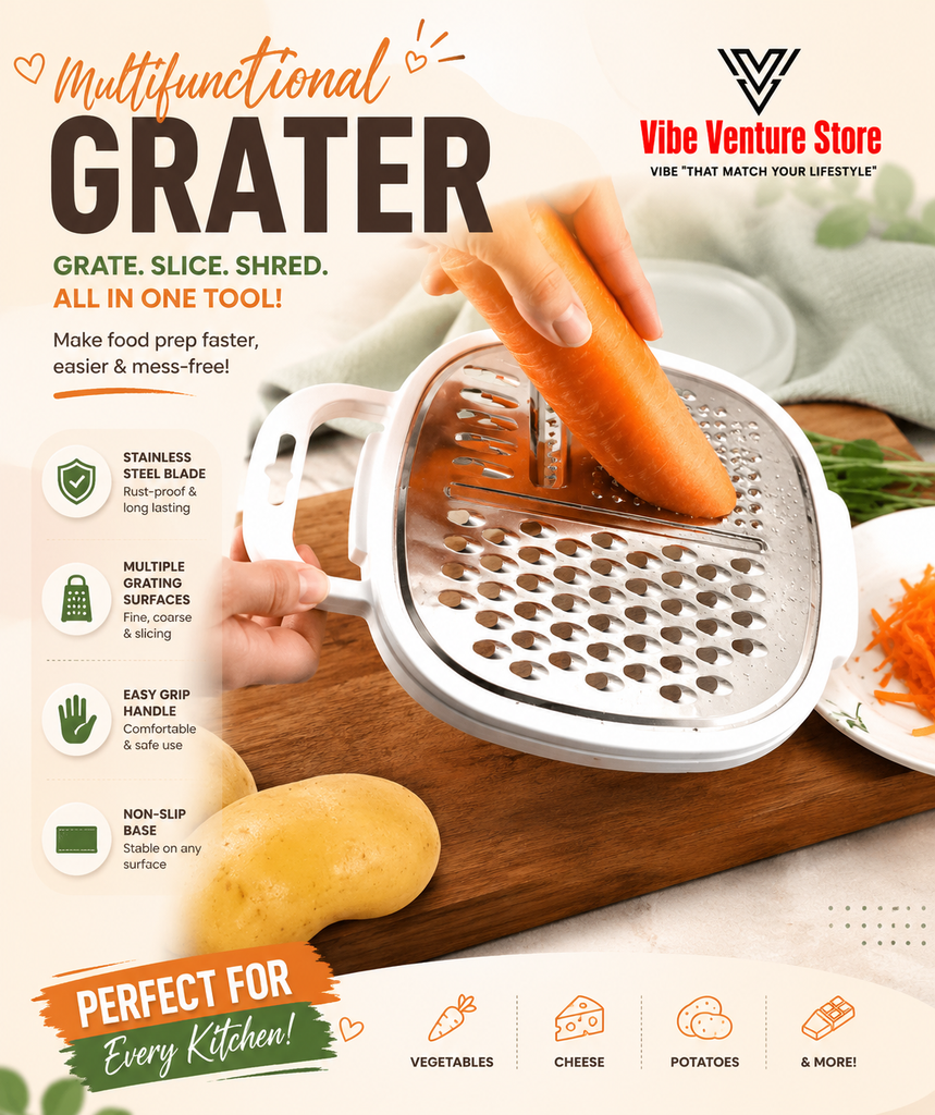 4-in-1 Multifunctional Vegetable Cutter | Slice, Grate, Peel & Chop Kitchen Tool