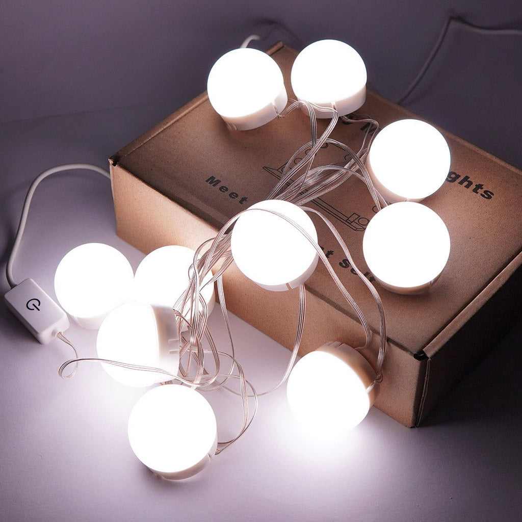 LED Vanity Mirror Bulb Lights – Hollywood Makeup Mirror Lighting Kit (10 Pcs Set, Adjustable Brightness) Mirror Light, Vanity Light