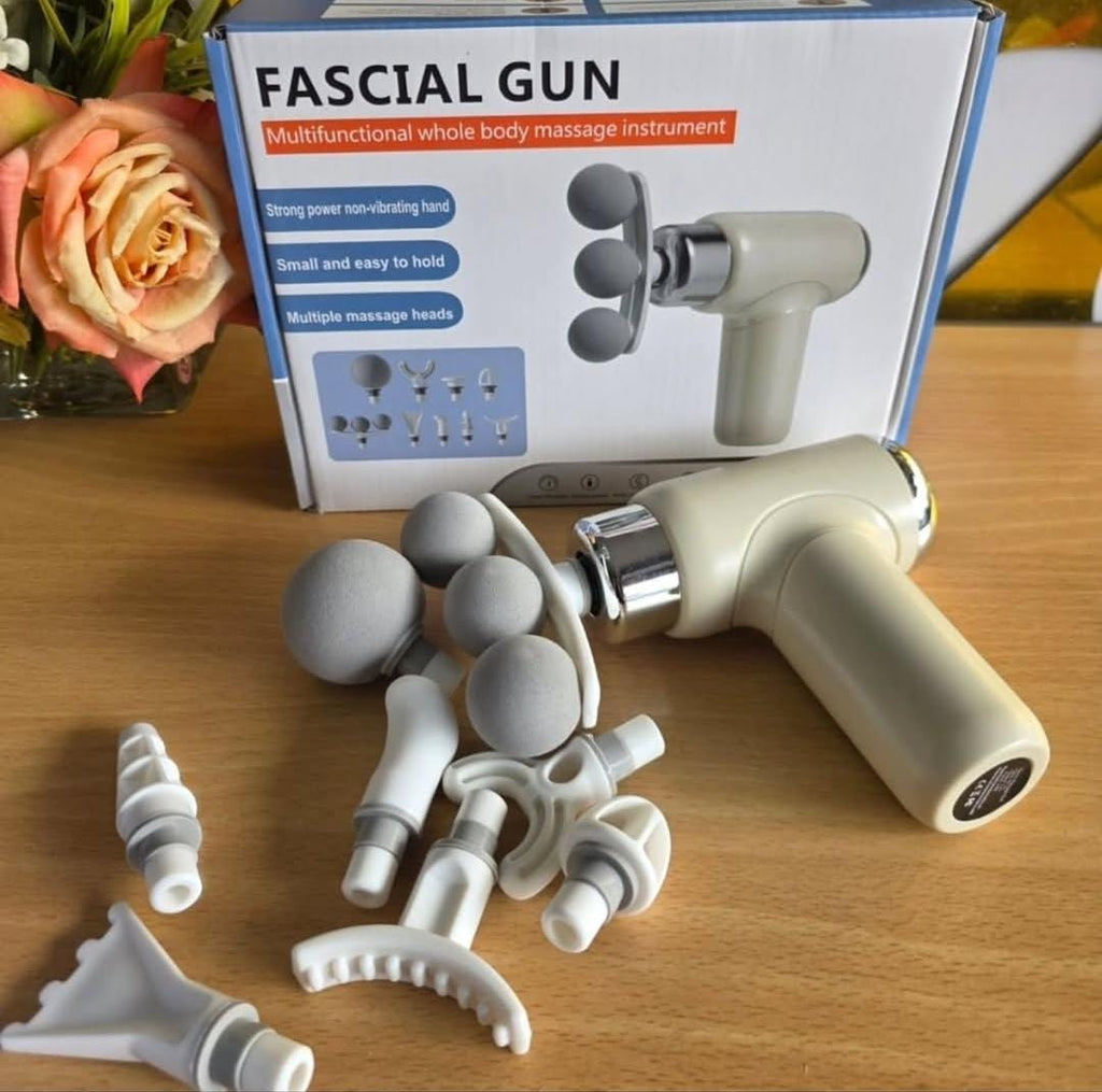 9-in-1 Three-Headed Fascia Gun Massager | Deep Tissue Muscle Massage Gun | USB Rechargeable