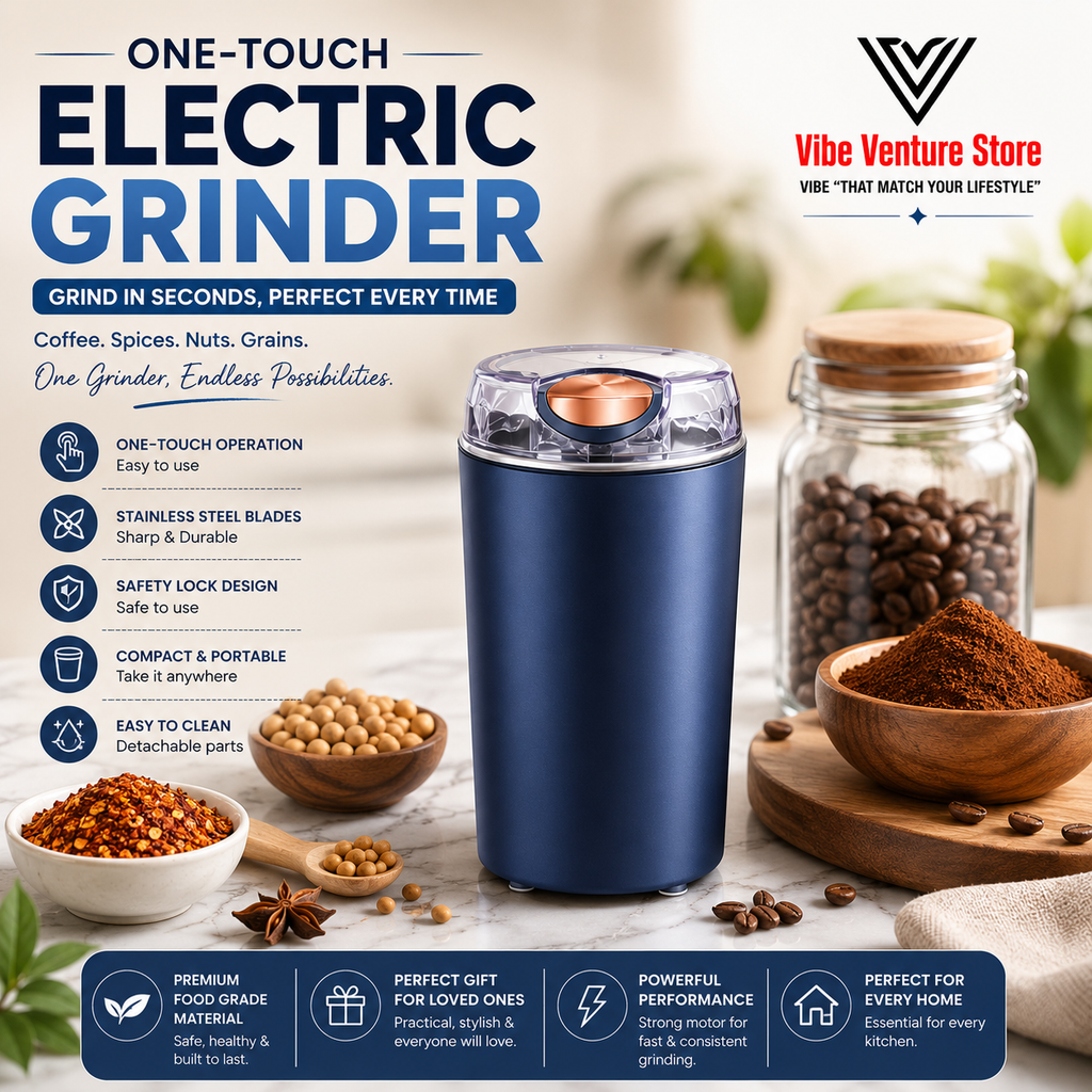 One-Touch Electric Grinder | Portable Coffee, Spice & Nut Grinder