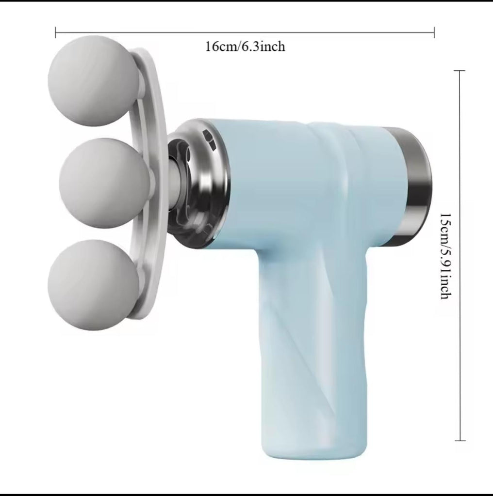 9-in-1 Three-Headed Fascia Gun Massager | Deep Tissue Muscle Massage Gun | USB Rechargeable
