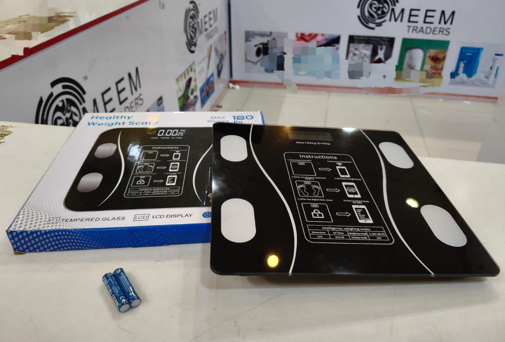 Bluetooth Smart Body Fat Weighing Scale – Digital BMI & Body Composition Analyzer with Mobile App | Glossy Black