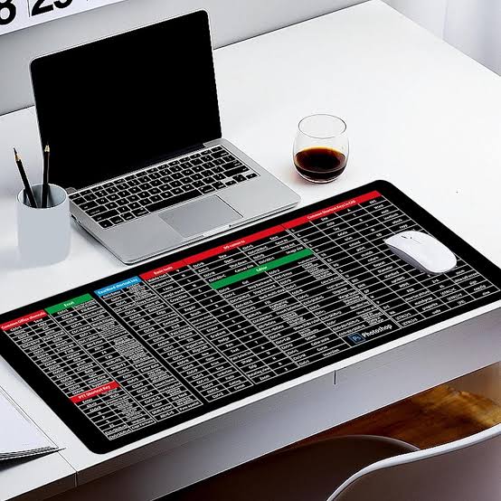 Keyboard Shortcut Desk Mat – Large Anti-Slip Mouse Pad with Productivity Hotkeys Guide for Mac & Windows