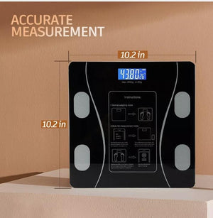 Bluetooth Smart Body Fat Weighing Scale – Digital BMI & Body Composition Analyzer with Mobile App | Glossy Black