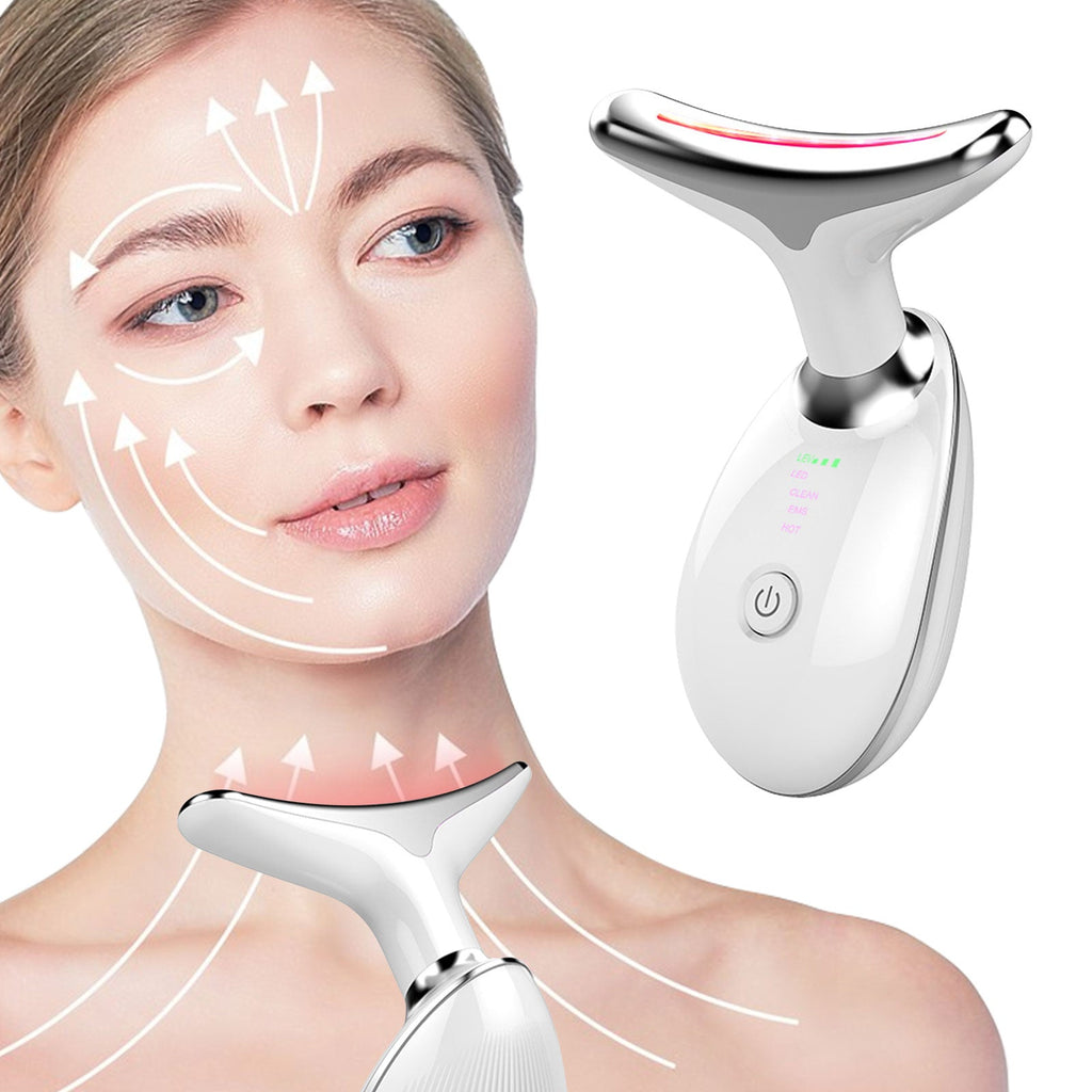 Face & Neck Massager |7 Color LED Face Massager |  LED Facial Massager | Skin Tightening Device | Anti Aging Massager | Facial Beauty Device | Neck Lifting Massager | LED Skin Care Tool | Wrinkle Remover | Beauty Massager | Home Spa Device | Face Sculptin