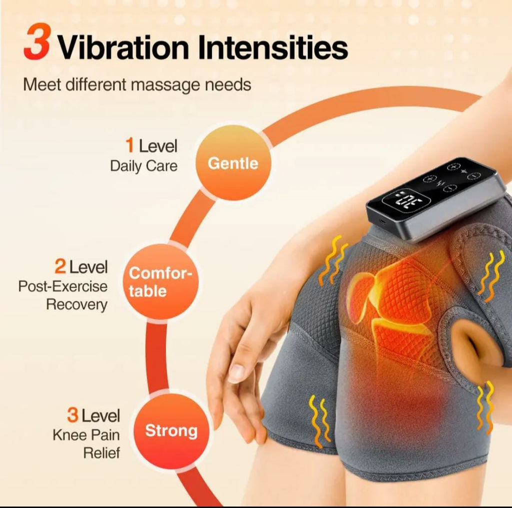 Premium Heated Knee & Leg Vibration Massager – Electric Heating Therapy Wrap for Knee, Elbow & Leg | Pain Relief & Muscle Relaxation | Rechargeable Physiotherapy Massager