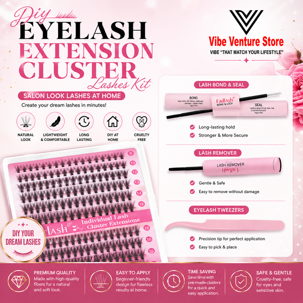 DIY Eyelash Extension Cluster Kit | Lash Bond, Seal, Remover & Tweezers Set