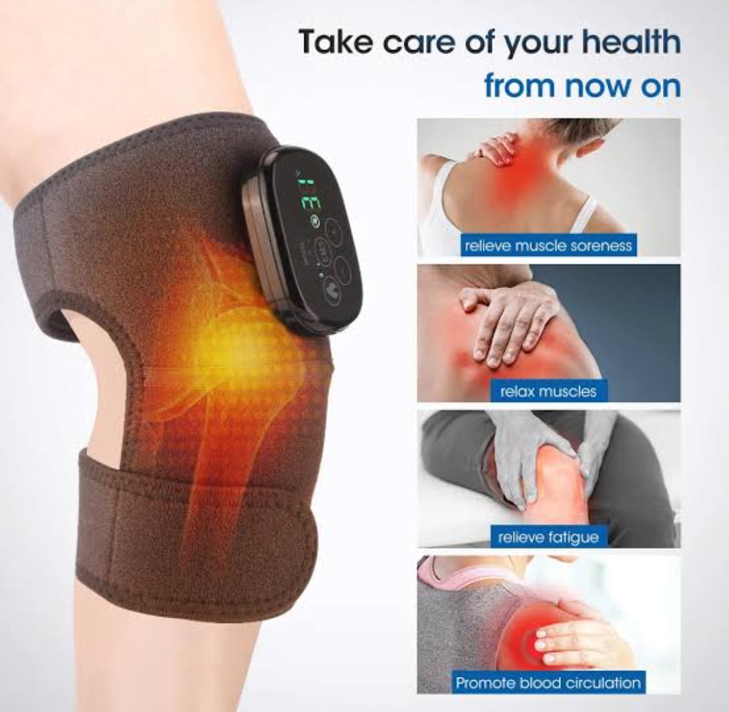 Premium Heated Knee & Leg Vibration Massager – Electric Heating Therapy Wrap for Knee, Elbow & Leg | Pain Relief & Muscle Relaxation | Rechargeable Physiotherapy Massager